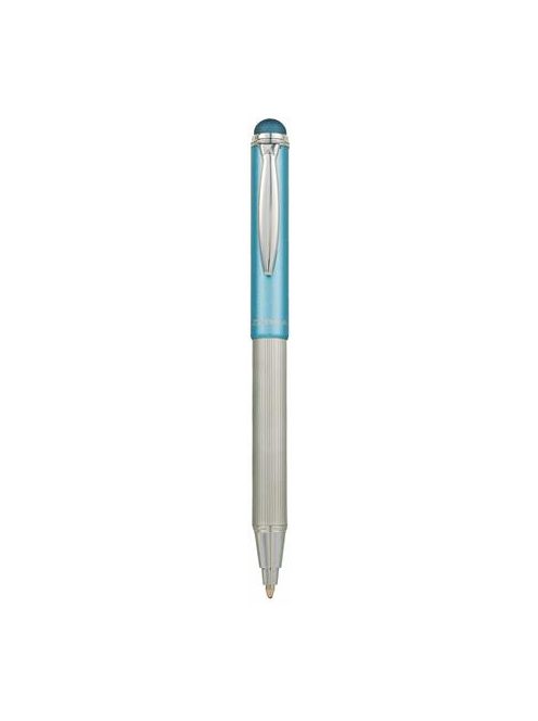 Golyóstoll, 0,24 mm, teleszkópos, rozsdamentes acél, világoskék tolltest, ZEBRA "Telescopic Metal Stylus", kék (TZ46616)