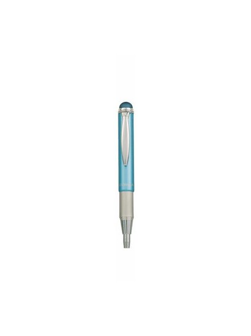 Golyóstoll, 0,24 mm, teleszkópos, rozsdamentes acél, világoskék tolltest, ZEBRA "Telescopic Metal Stylus", kék (TZ46616)