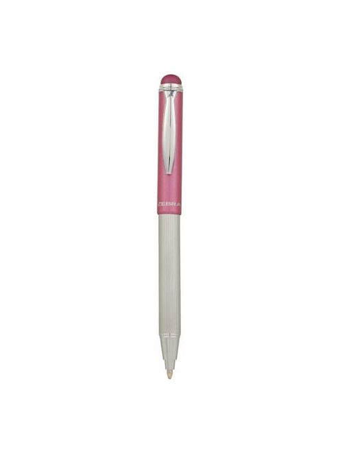 Golyóstoll, 0,24 mm, teleszkópos, rozsdamentes acél, pink tolltest, ZEBRA "Telescopic Metal Stylus", kék (TZ46617)