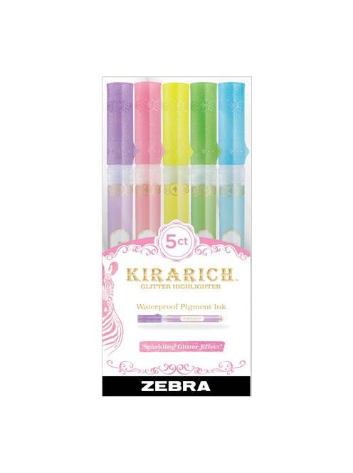 Szövegkiemelő készlet, 3,5 mm, vágott hegy, ZEBRA "Kirarich", 5 különböző szín (TZ51210)