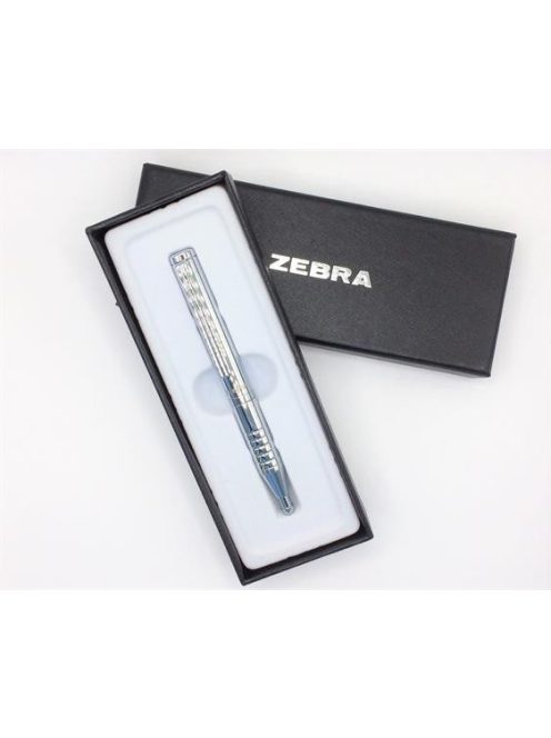 Golyóstoll, 0,24 mm, teleszkópos, ezüst színű tolltest, ZEBRA "SL-F1", kék (TZ578)