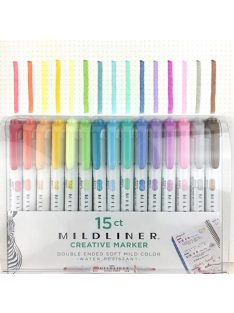   Szövegkiemelő készlet, 1,4/4 mm, kétvégű, ZEBRA "Mildliner Highlighter", 15 különböző szín (TZ78115)