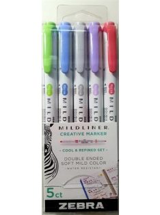   Szövegkiemelő készlet, 1,0/3,5 mm, kétvégű  ZEBRA "Mildliner Cool & Refined" 5 szín (TZ78205)