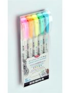 Ecsetirón készlet, kétvégű  ZEBRA "Mildliner Fluorescent", 5 szín (TZ79105)