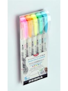   Ecsetirón készlet, kétvégű  ZEBRA "Mildliner Fluorescent", 5 szín (TZ79105)