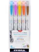 Ecsetirón készlet, kétvégű  ZEBRA "Mildliner Warm", 5 szín (TZ79305)