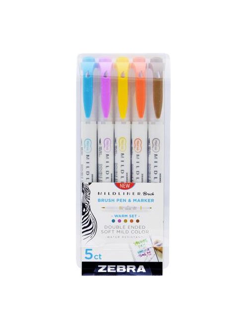 Ecsetirón készlet, kétvégű  ZEBRA "Mildliner Warm", 5 szín (TZ79305)