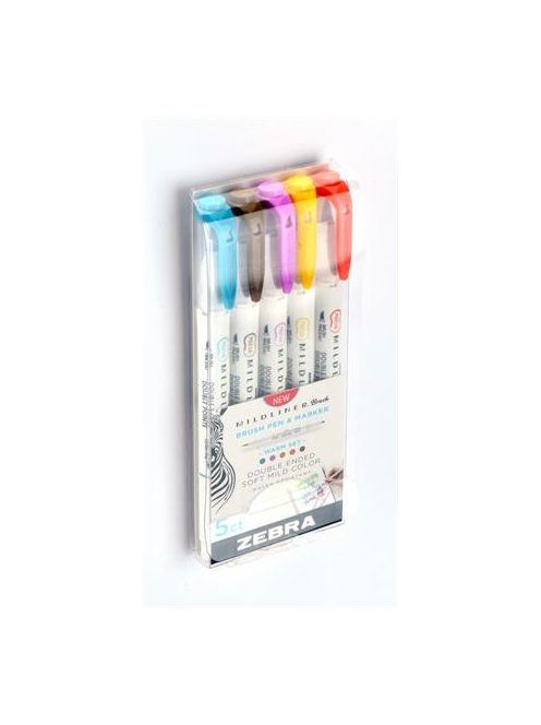 Ecsetirón készlet, kétvégű  ZEBRA "Mildliner Warm", 5 szín (TZ79305)
