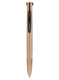   Golyóstoll, 0,37 mm, nyomógombos, négyszínű, ZEBRA "Smooth", rose gold (TZ81460)