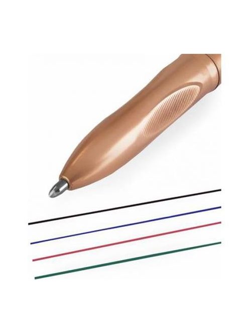 Golyóstoll, 0,37 mm, nyomógombos, négyszínű, ZEBRA "Smooth", rose gold (TZ81460)