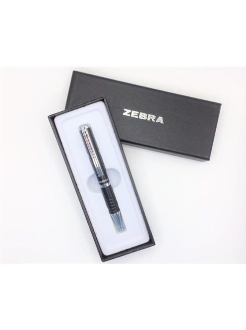 Golyóstoll, 0,24 mm, teleszkópos, metálfekete, ZEBRA "SL-F1", kék (TZ82401)