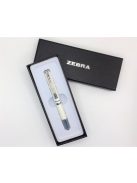 Golyóstoll, 0,24 mm, teleszkópos, metálfehér tolltest, ZEBRA "SL-F1", kék (TZ82406)