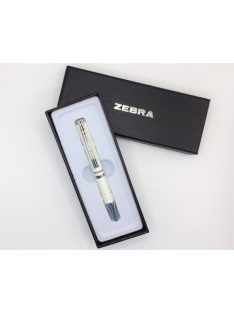   Golyóstoll, 0,24 mm, teleszkópos, metálfehér tolltest, ZEBRA "SL-F1", kék (TZ82406)