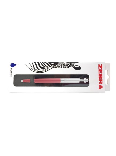 Golyóstoll, 0,24 mm, nyomógombos, ezüst színű klip, pink tolltest, ZEBRA "901", kék (TZ83747)