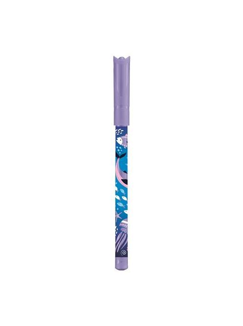 Golyóstoll, 0,24 mm, nyomógombos, ezüst színű klip, ezüst tolltest, ZEBRA "901", kék (TZ83757)