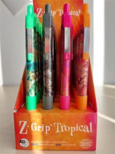   Golyóstoll display, 0,27 mm, nyomógombos, ZEBRA "Z-Grip Tropical", kék, 4 különböző minta (TZ89621)
