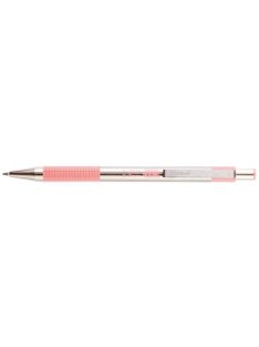   Golyóstoll, 0,24 mm, nyomógombos, rozsdamentes acél, pasztell rózsaszín tolltest, ZEBRA "F-301", kék (TZ90707)