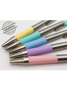 Golyóstoll, 0,24 mm, nyomógombos, rozsdamentes acél, pasztell rózsaszín tolltest, ZEBRA "F-301", kék (TZ90707)