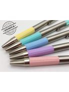 Golyóstoll, 0,24 mm, nyomógombos, rozsdamentes acél, pasztell-lila tolltest, ZEBRA "F-301", kék (TZ90708)