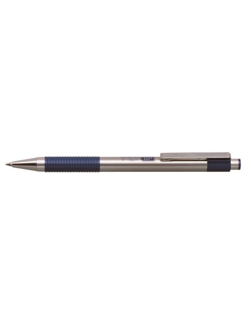 Golyóstoll, 0,24 mm, nyomógombos, rozsdamentes acél, kék tolltest, ZEBRA "F-301", kék (TZEF301K)