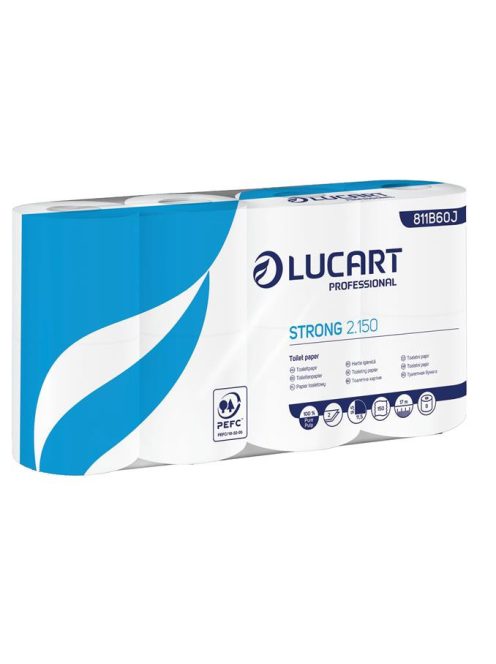 Toalettpapír, 2 rétegű, kistekercses, 8 tekercses, LUCART "Strong 2.150", fehér (UBC77)