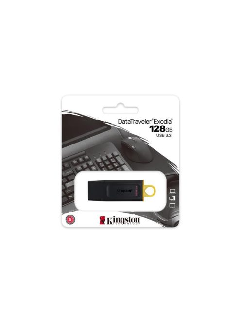 Pendrive, 128GB, USB 3.2, KINGSTON "DataTraveler Exodia", fekete-sárga (UK128DTX)