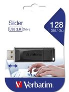 Pendrive, 128GB, USB 2.0, VERBATIM "Slider", fekete (UV128GSF)