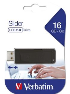   Pendrive, 16GB, USB 2.0, VERBATIM "Slider", fekete (UV16GSF)