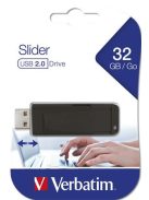 Pendrive, 32GB, USB 2.0, VERBATIM "Slider", fekete (UV32GSF)
