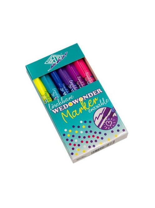 Filctoll készlet, 2-3 mm, törölhető, kétvégű, WEDO, "Wedowonder", 6 különböző szín (UW2523306)
