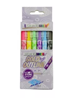   Filctoll készlet, 1-2 mm, metál arany, WEDO, 6 különböző színű kontúrral (UW2527006)