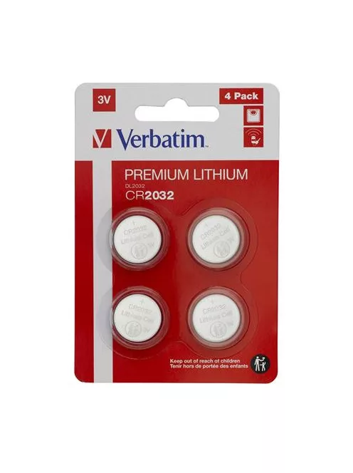 Gombelem, CR2032, 4 db, VERBATIM "Premium" (VECR20324)