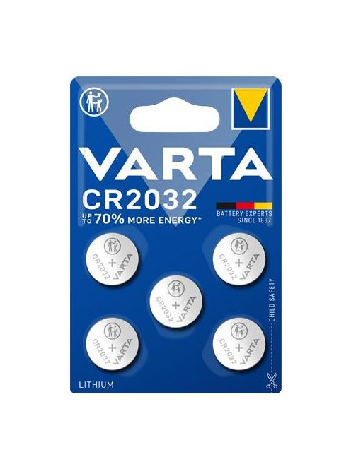 Gombelem, CR2032, 5 db, VARTA (VECR20325)