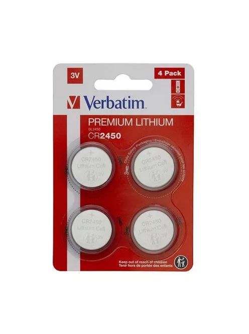 Gombelem, CR2450, 4 db, VERBATIM "Premium" (VECR24504)