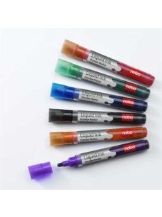   Táblamarker készlet, 1-3 mm, folyékonytintás, NOBO, 6 különböző szín (VN1419)