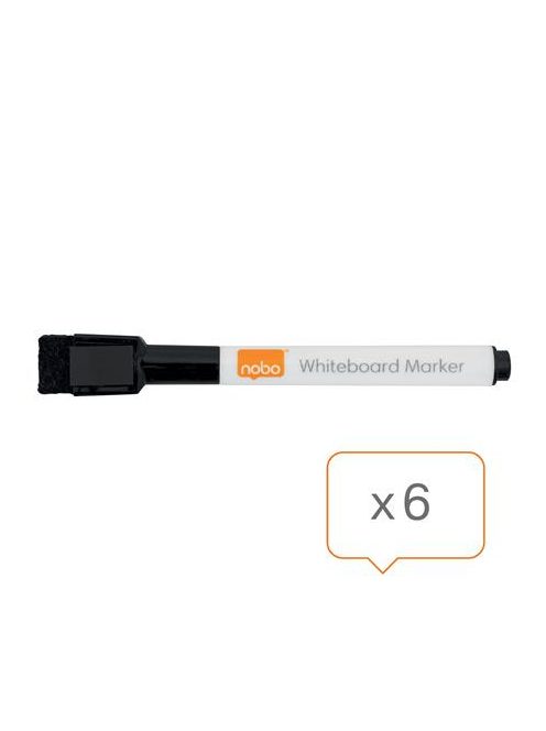 Táblamarker, kúpos hegyű, 2 mm, mágneses kupakkal, NOBO, fekete (VN4184)