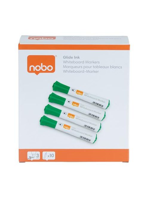 Táblamarker, kúpos hegyű, 2 mm, 10 db, NOBO "Glide", zöld (VN5267)
