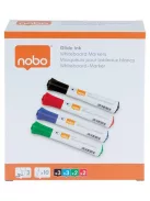 Táblamarker, kúpos hegyű, 2 mm, 10 db, NOBO "Glide", vegyes (VN5268)