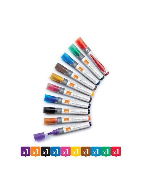 Táblamarker, folyékonytintás, kúpos, 1-3 mm, NOBO, vegyes színek (VN5381)