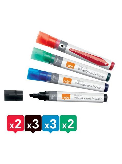 Táblamarker, vágott hegyű, 4 mm, NOBO, 4 különböző szín (VN5386)
